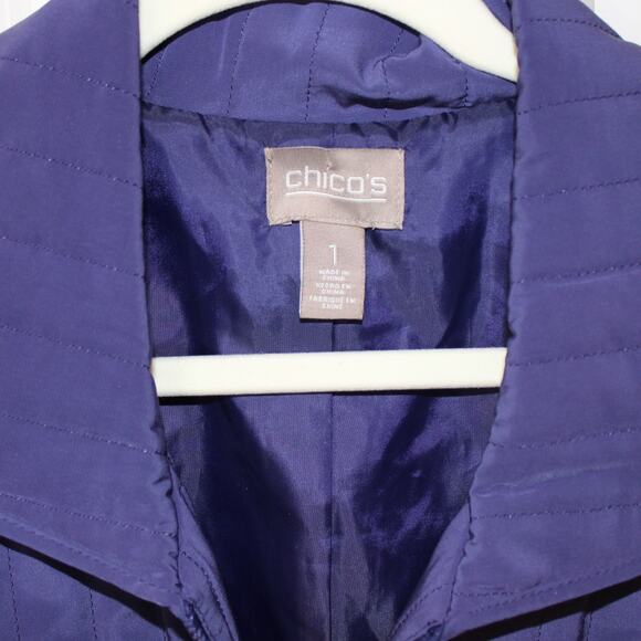 CHICO'S Quilted Zip-Up Jacket Purple Blue | Medium 8 - Picture 5 of 7